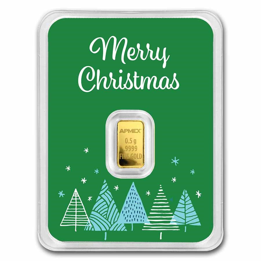 1/2 gram Gold Bar - APMEX (w/Green Merry Christmas Card, In TEP)