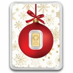 1/2 gram Gold Bar - Christmas Wreath (Red Ornament Card, In TEP)