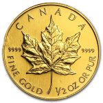 1/2 oz Gold Canadian Maple Leaf (Abrasions)
