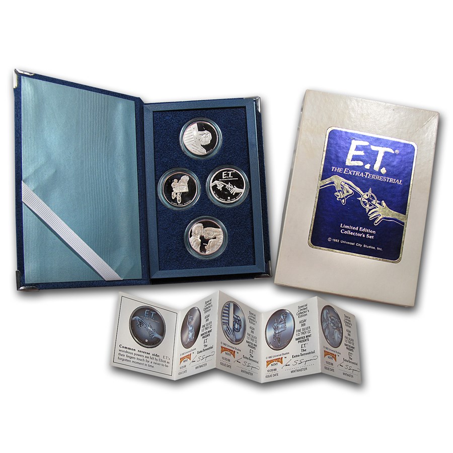 1/2 oz Silver Round- 1982 E.T. Extra Terrestrial (4-Pc,Box & COA)