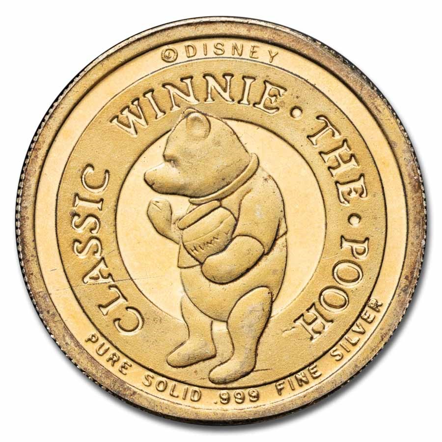 1/4 oz Silver Round- Winnie The Pooh (Gold Plated, Rarities Mint)