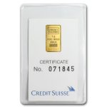 1 gram Gold Bar - Credit Suisse Statue of Liberty (Classic Assay)