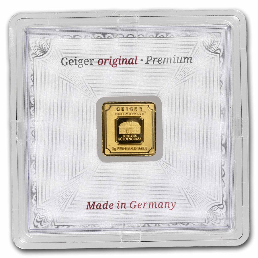 1 gram Gold Bar - Geiger Edelmetalle (Encapsulated w/Assay)