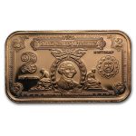 1 oz Copper Bar - $2.00 Washington Silver Certificate Replica