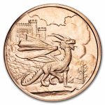 1 oz Copper Round - Celtic Lore: Welsh Red Dragon