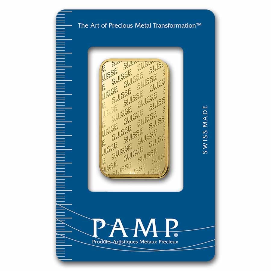 1 oz Gold Bar - PAMP Suisse (Suisse Logo, In Assay)