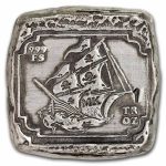 1 oz Hand Poured Silver Square - Set Sail for Treasure