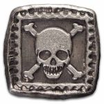 1 oz Hand Poured Silver Square - Skull & Bones Postage Stamp