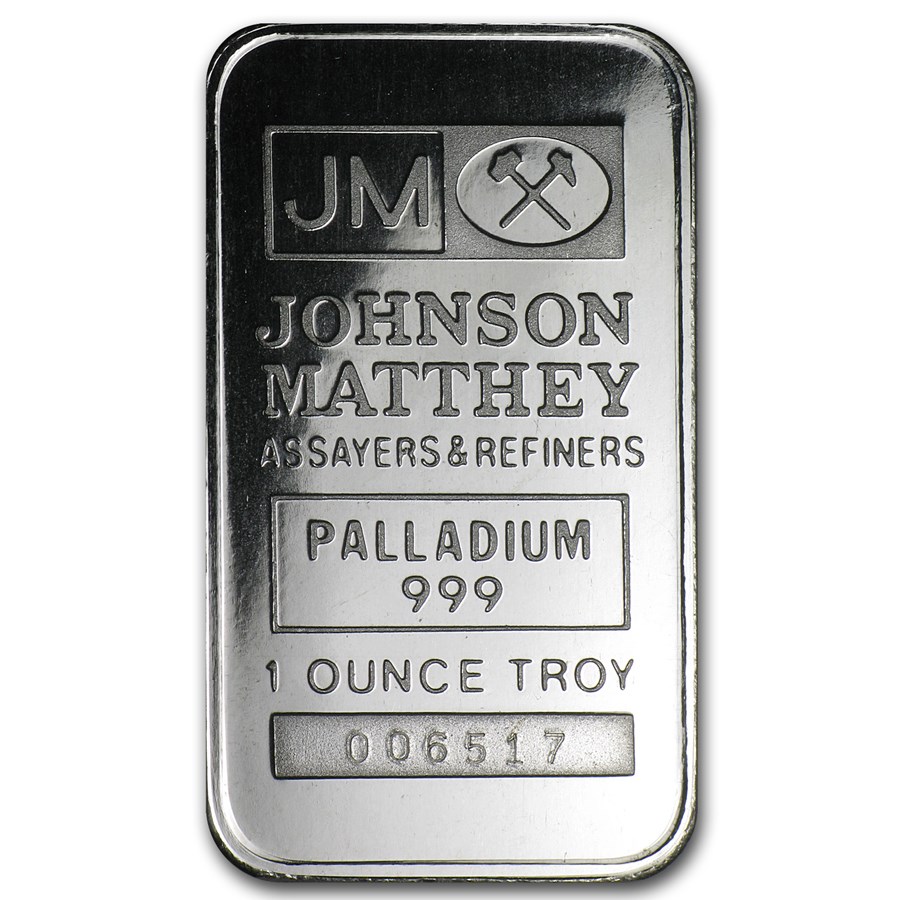 1 oz Palladium Bar - Johnson Matthey