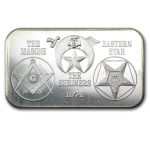1 oz Silver Bar - 1974 Masons/Shriners/Eastern Star