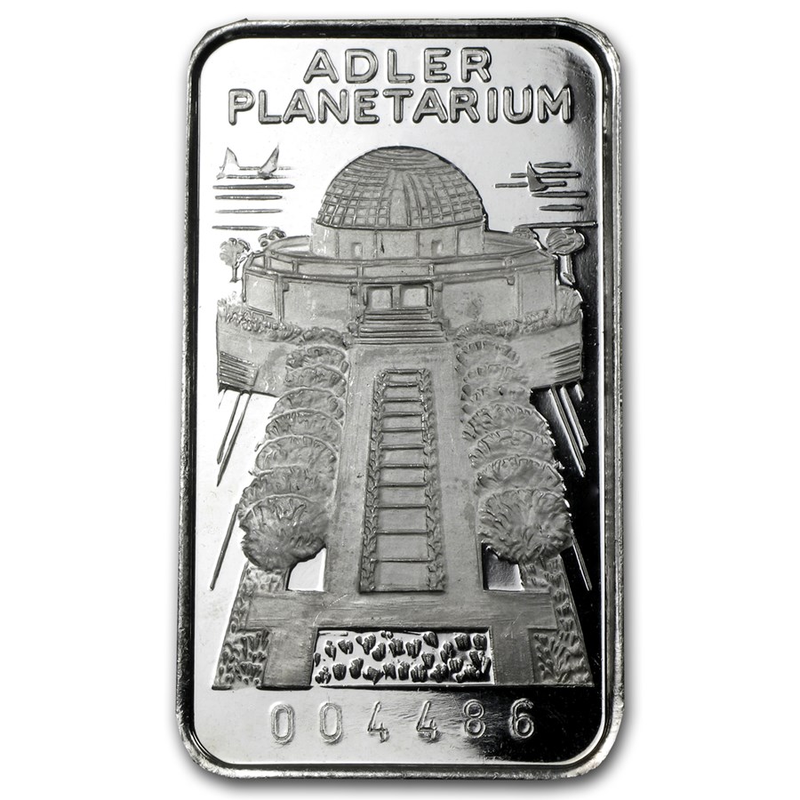 1 oz Silver Bar - 1st National Bank of Chicago, Adler Planetarium