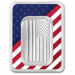 1 oz Silver Bar - American Flag Design in Stars & Stripes TEP