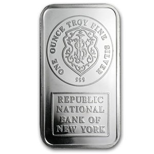 1 oz Silver Bar - Johnson Matthey (Republic National Bank of NY)