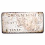 1 oz Silver Bar - Vintage Crown Mint