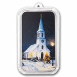 1 oz Silver Colorized Bar - Church Steeple at Night in the Snow