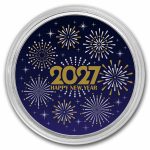 1 oz Silver Colorized Round - APMEX (2027 - Happy New Year)