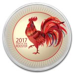 1 oz Silver Colorized Round - APMEX (Golden Lunar Rooster - 2017)