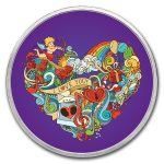 1 oz Silver Colorized Round - APMEX (I Love you, Heart Design)