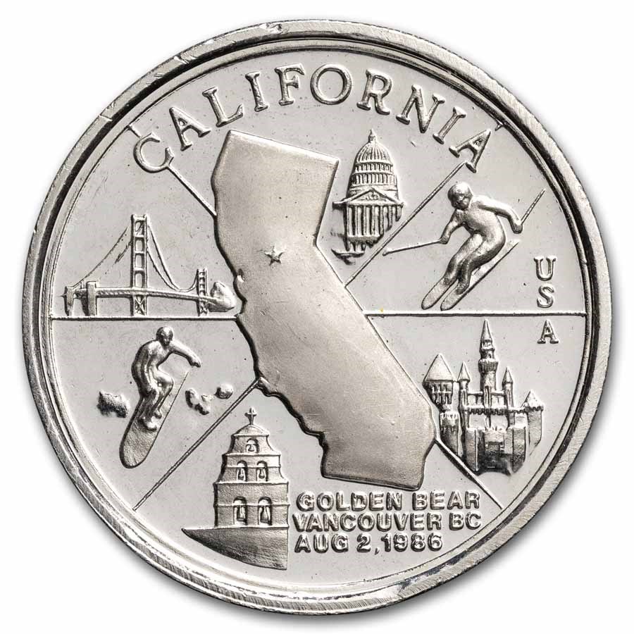 1 oz Silver Round - 1985 Rarities Mint (California Motif)