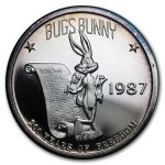 1 oz Silver Round - 1987 Bugs Bunny Looney Tunes (w/Box & COA)