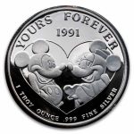 1 oz Silver Round - 1991 Disney Yours Forever (Rarities, 4th Ed.)