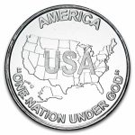1 oz Silver Round - America USA Map "One Nation Under God"