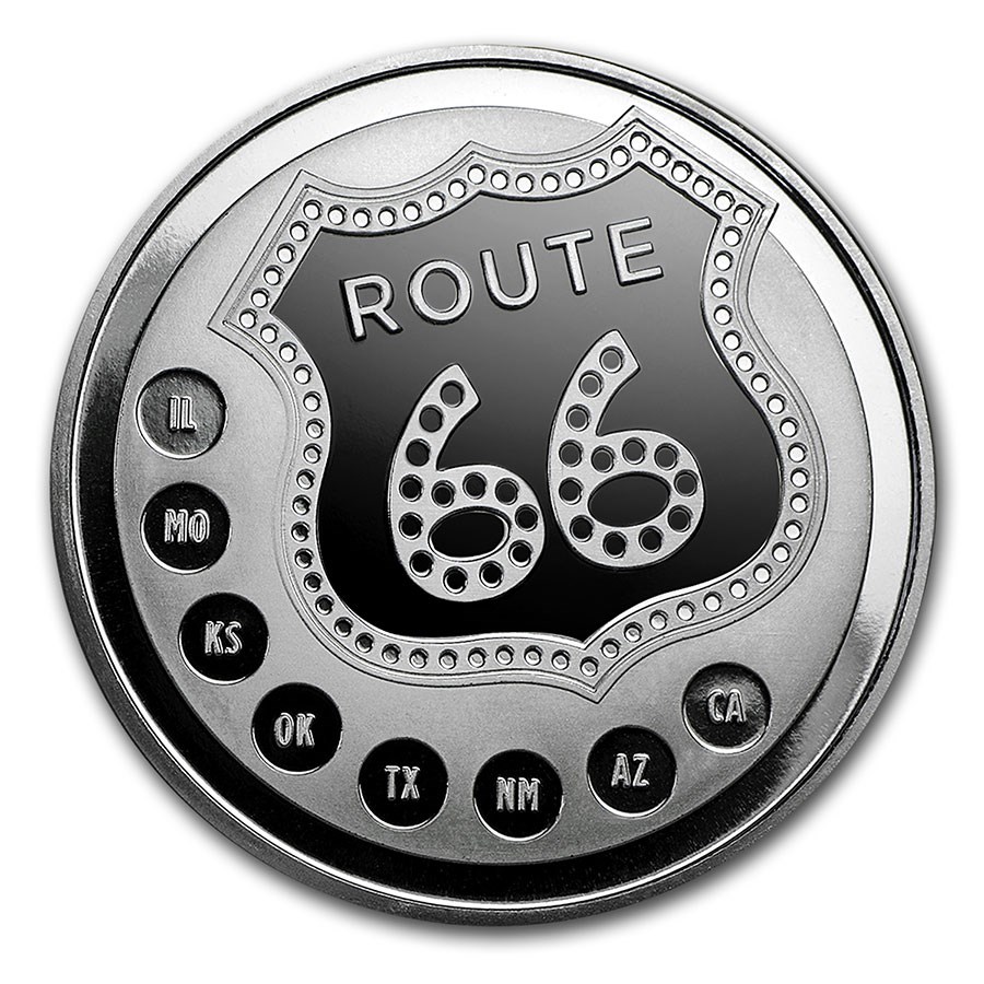 1 oz Silver Round - Get Your Kicks on Route 66