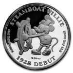 1 oz Silver Round - Mickey Mouse 65th Anniv of Steamboat Willie