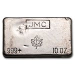 10 oz Silver Bar - Johnson Matthey Canada (Poured, Maple Leaf)