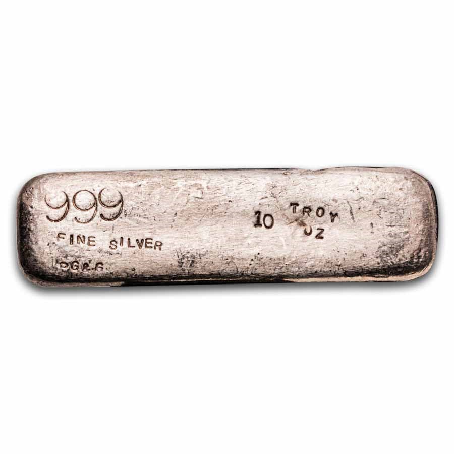 10 oz Silver Bar - Vintage PG&G (Prospectors Gold & Gems)