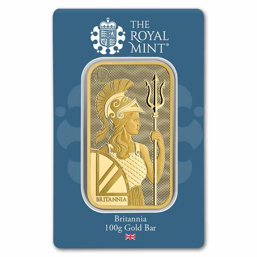 100 gram Gold Bar - The Royal Mint Britannia (New Assay)