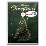 100 mg Gold in Greeting Card - Green Merry Christmas Tree