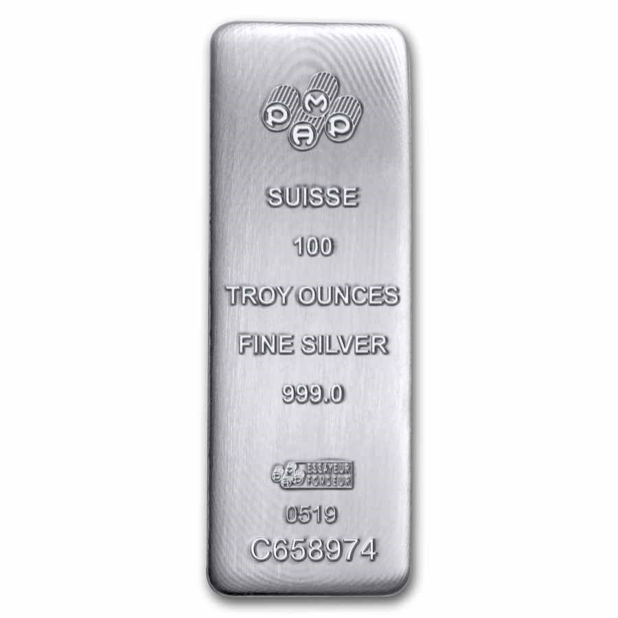 100 oz Silver Bar - PAMP Suisse (Serialized)