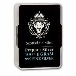 100 x 1 gram Silver Bar - Scottsdale Mint "Prepper Silver"