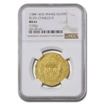 (1380-1422) France Gold Ecu d'Or Charles VI MS-61 NGC