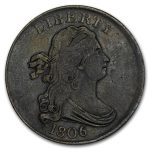 1806 Half Cent Small 6 Stemless XF