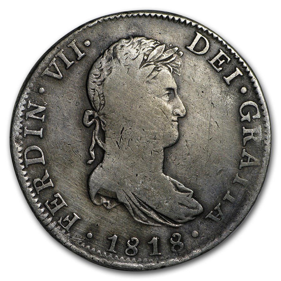 1811-1822-Mo Mexico Silver 8 Reales Ferdinand VII Avg Circ