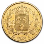 1824-1830 France Gold 40 Francs Charles X AU