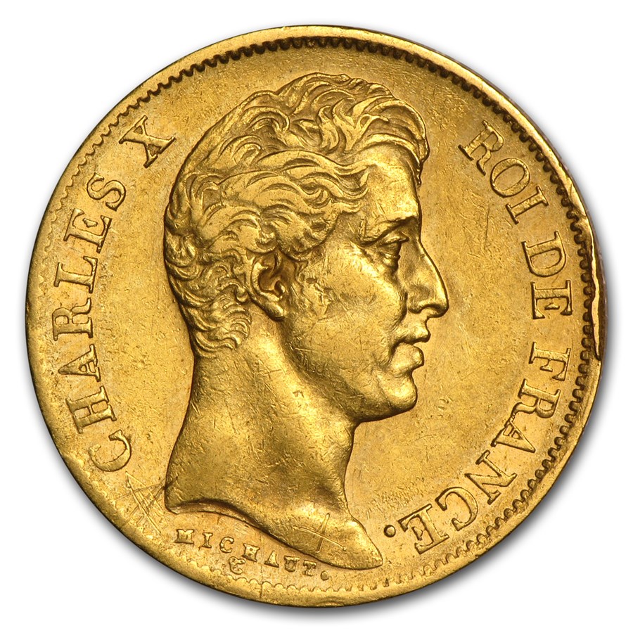 1824-1830 France Gold 40 Francs Charles X Avg Circ
