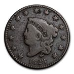 1828 Large Cent Lg Date Fine