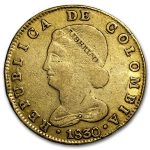 1830-RS Colombia Gold 8 Escudos XF