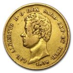 1831-1849 Sardinia Gold 20 Lire Carlo Alberto Avg Circ