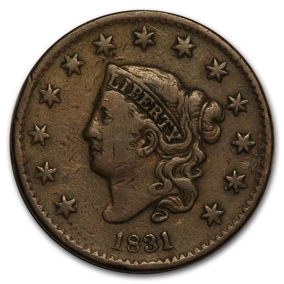 1831 Large Cent Medium Letters VF