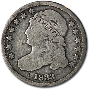 1833 Capped Bust Dime Fine