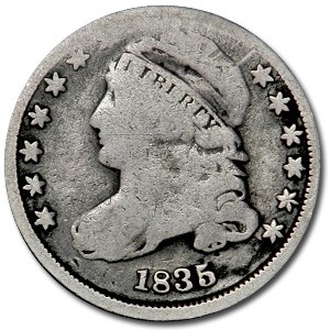 1835 Capped Bust Dime AG