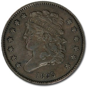 1835 Half Cent XF Details