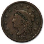 1837 Large Cent Plain Cord, Sm Letters Fine