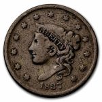 1837 Large Cent Plain Cord, Sm Letters VG