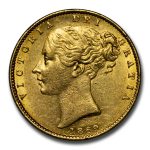 1838-1874 Great Britain Gold Sovereign Victoria Shield Reverse BU
