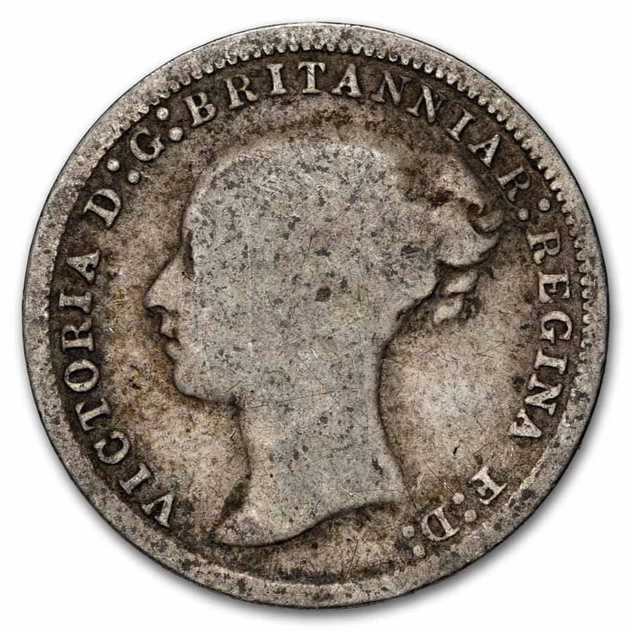 1838-1887 Great Britain Silver 3 Pence Victoria Avg Circ